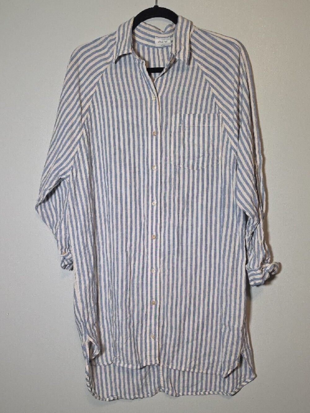 Wilfred Free Blue & White Vertical-Stripe Midi Shirt Dress